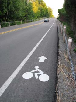 Bicycle lane and convertible on Grey Road 1